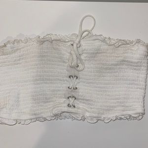 white tub top with lace up front